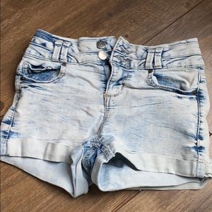 Acid wash denim shorts